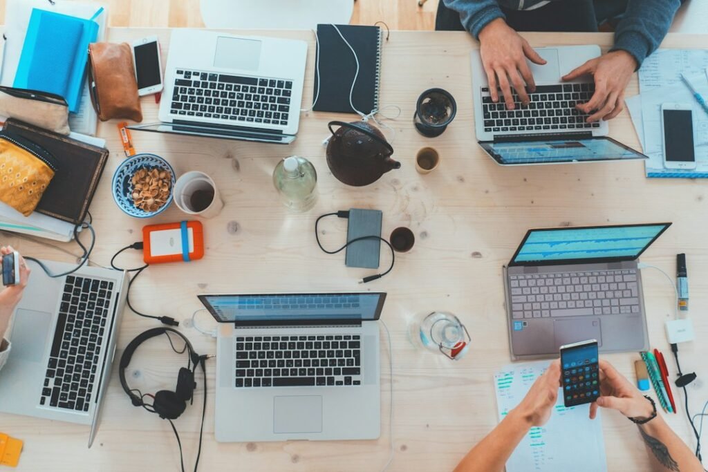 Digital marketing team collaborating on an AI search visibility strategy