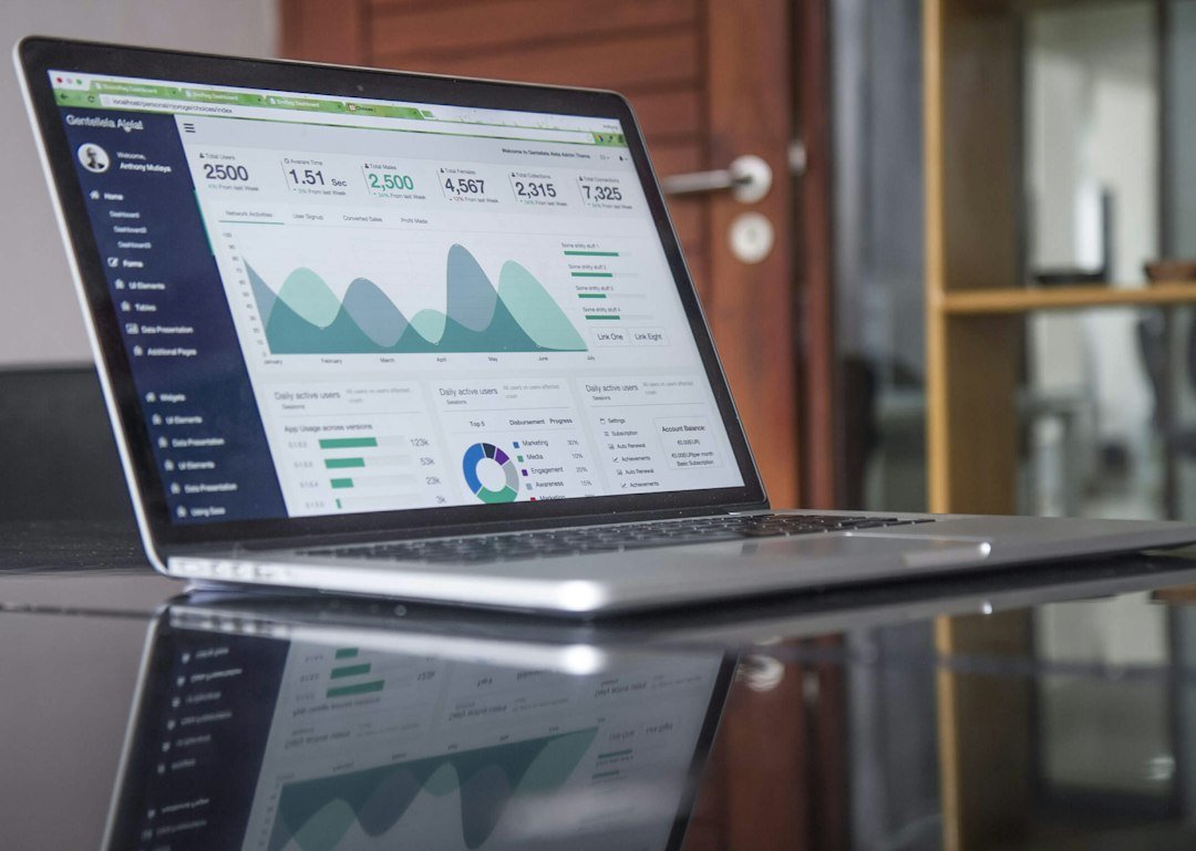 Analytics dashboard on a laptop for comparing GEO service performance